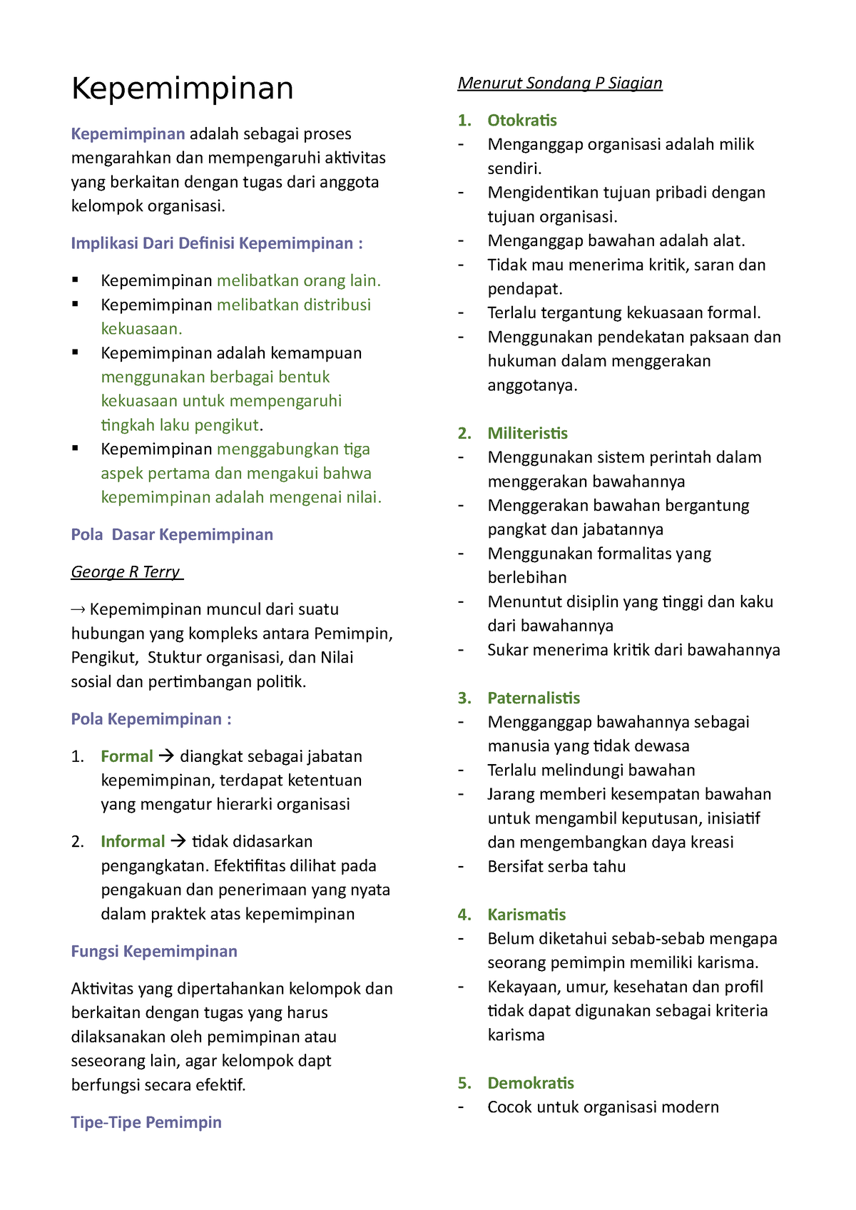 Dasar Manajemen (Kepemimpinan) - Kepemimpinan Kepemimpinan Adalah ...