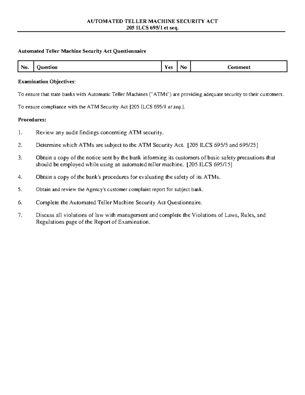 Atmsecure - CIX1001 - AUTOMATED TELLER MACHINE SECURITY ACT 205 ILCS ...