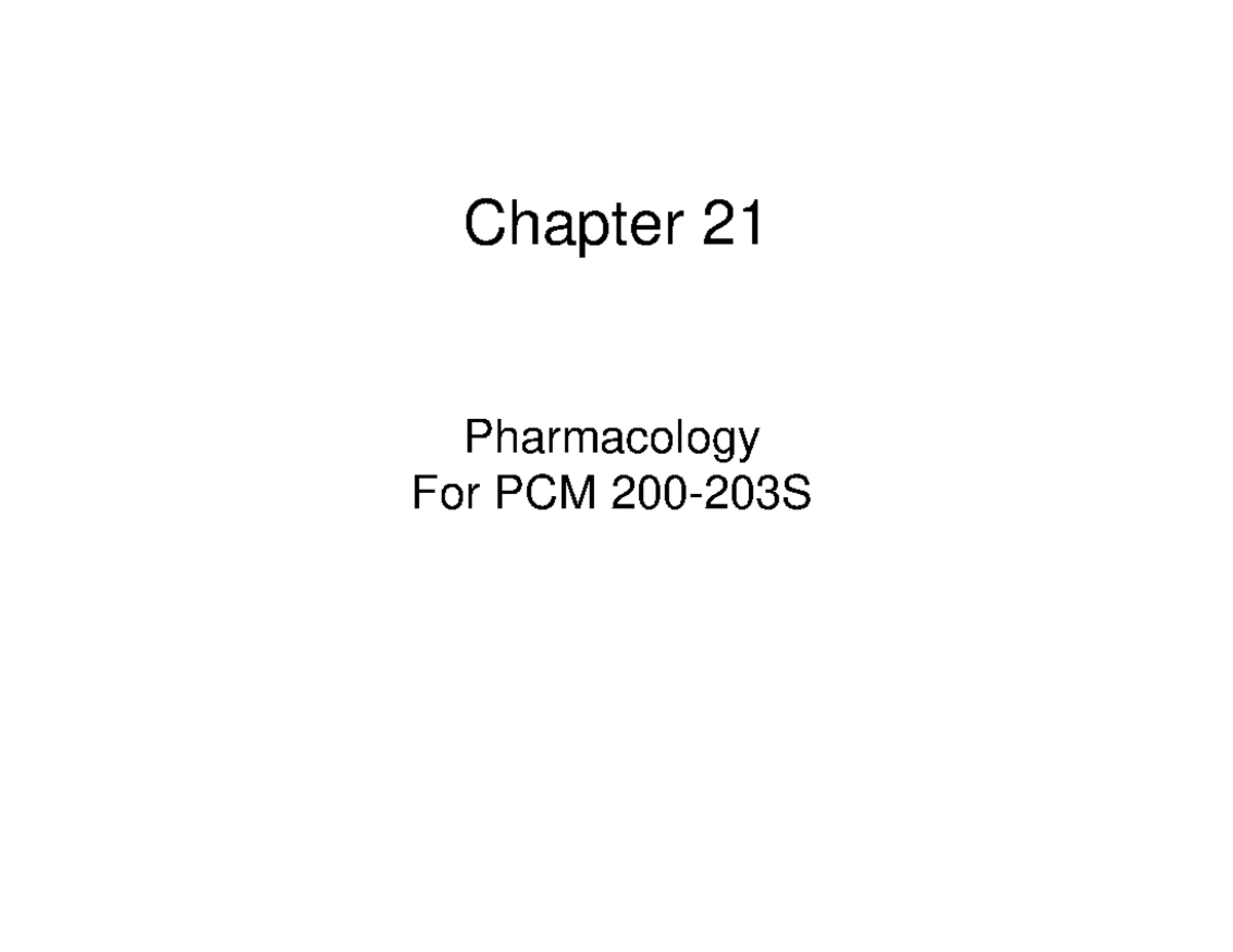 PCM Chapter 21 - Chapter 21Pharmacology For PCM 200-203S Copyright ...