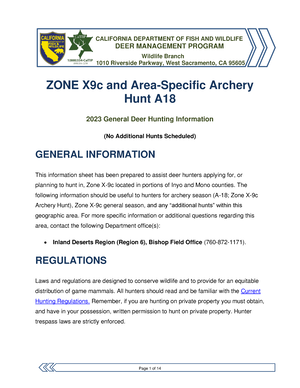X9c A18 Zone Hunt Info Accessible - CALIFORNIA DEPARTMENT OF FISH AND  WILDLIFE DEER MANAGEMENT - Studocu