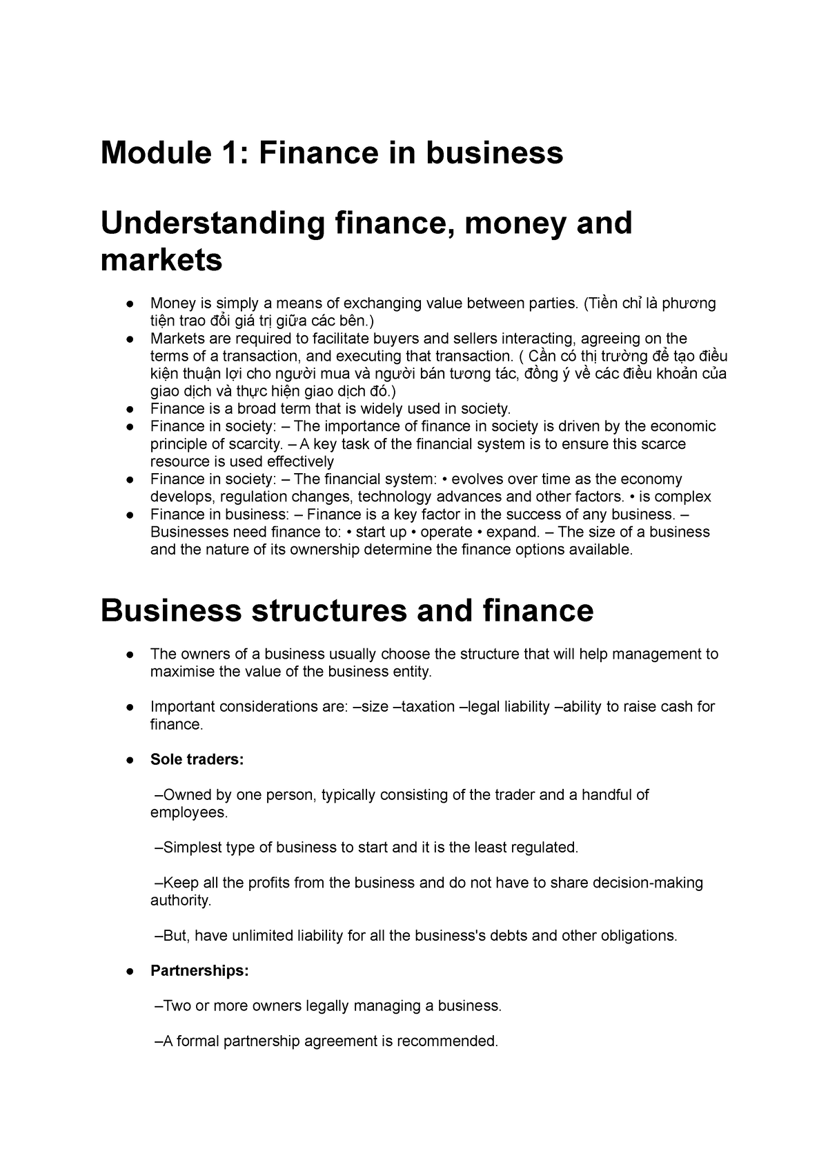 Module 1 Finance In Business +TUT - Module 1: Finance In Business ...