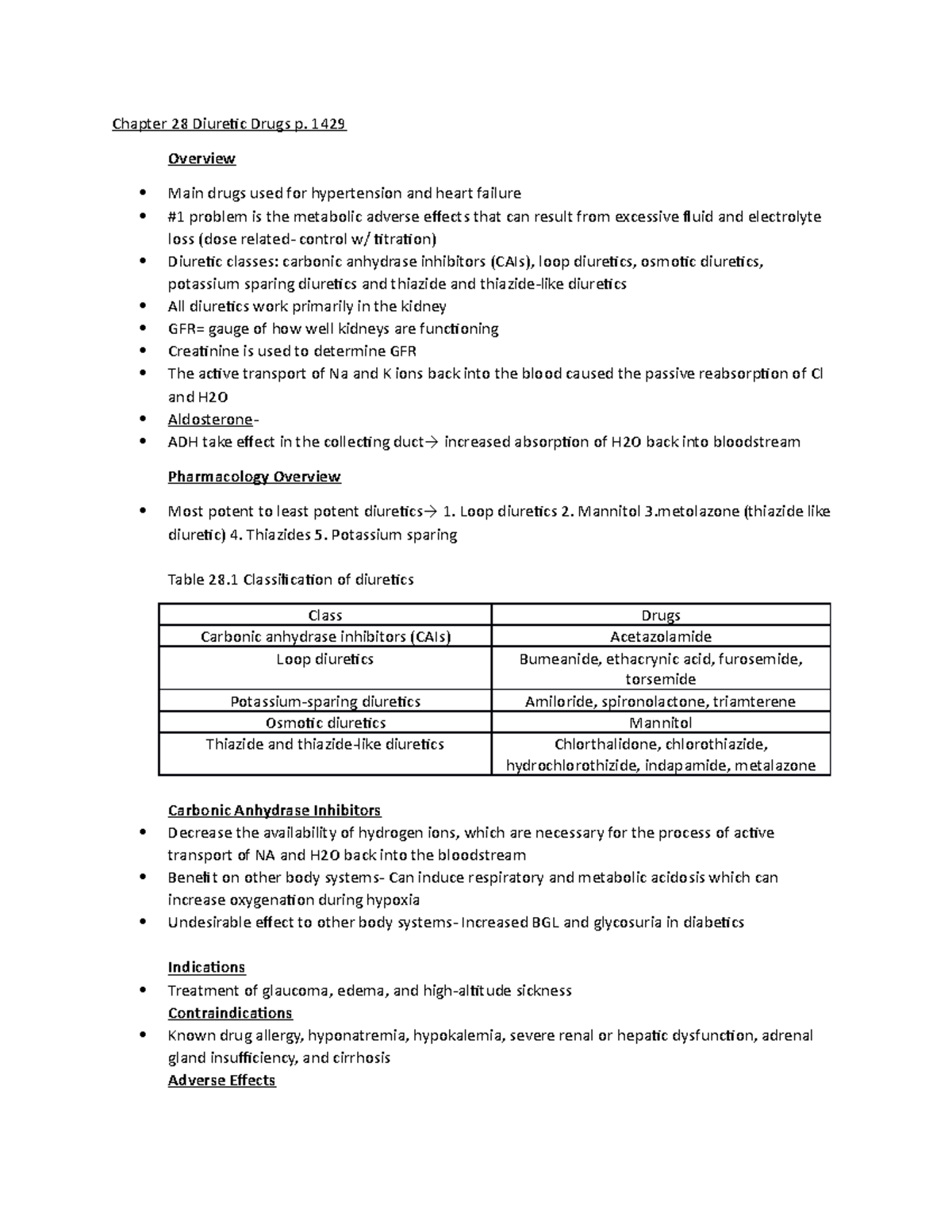 Pharm II Book Notes - Chapter 28 - Chapter 28 Diuretic Drugs P. 1429 ...