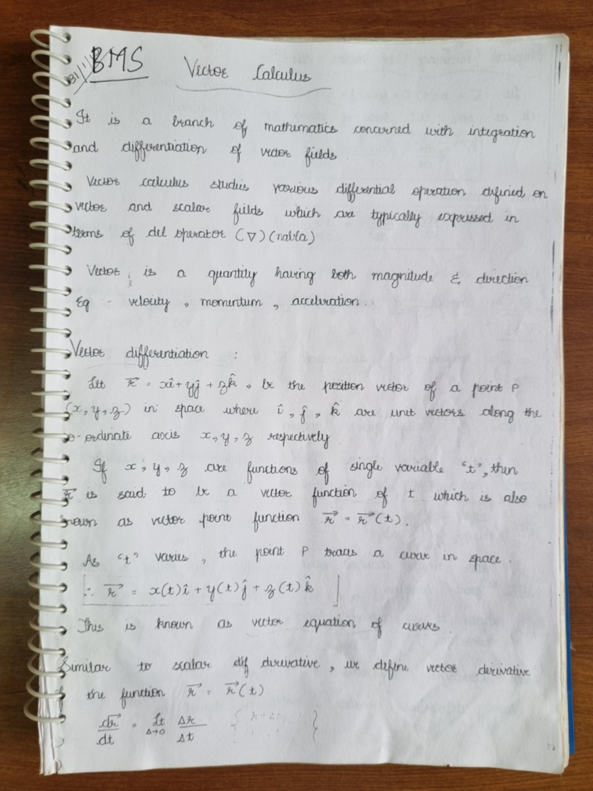BMS Vector - engineering mathematics notes - Studocu