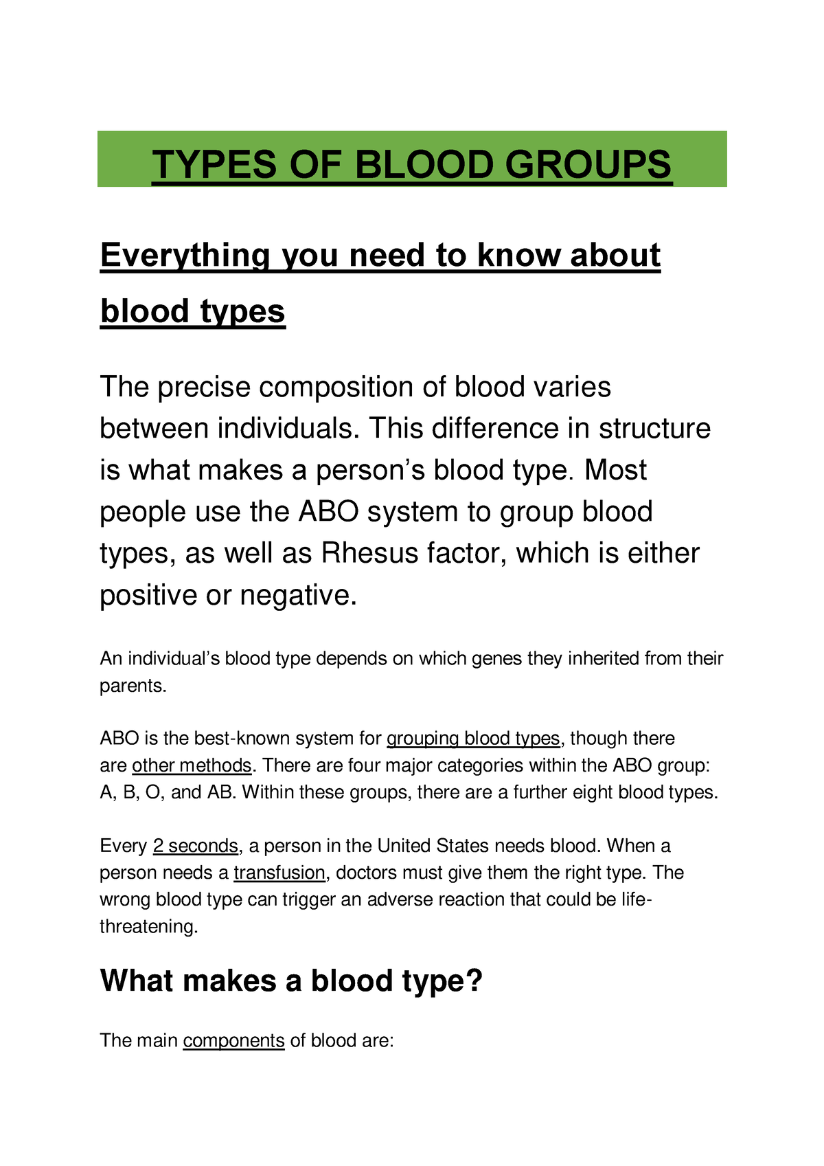 About Blood Types