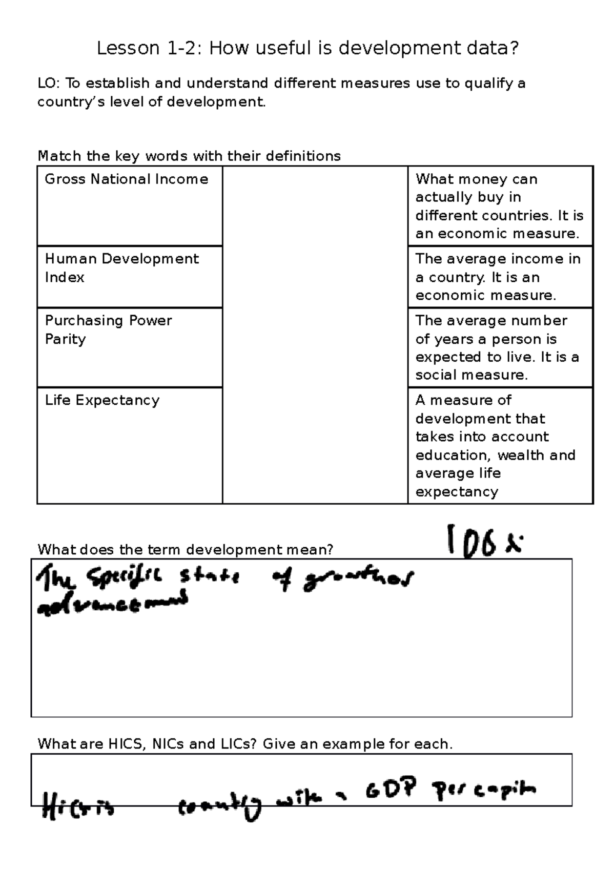 1. Development copy Lesson 12 How useful is development data? LO