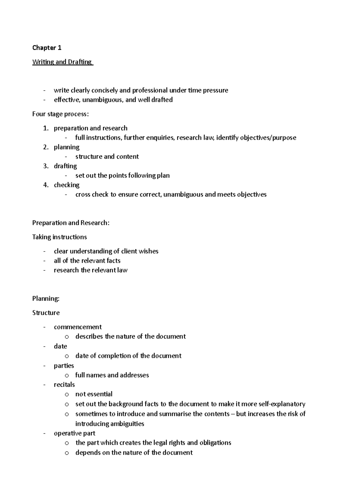 Chapter 1 - Legal Writing - Chapter 1 Writing and Drafting write ...