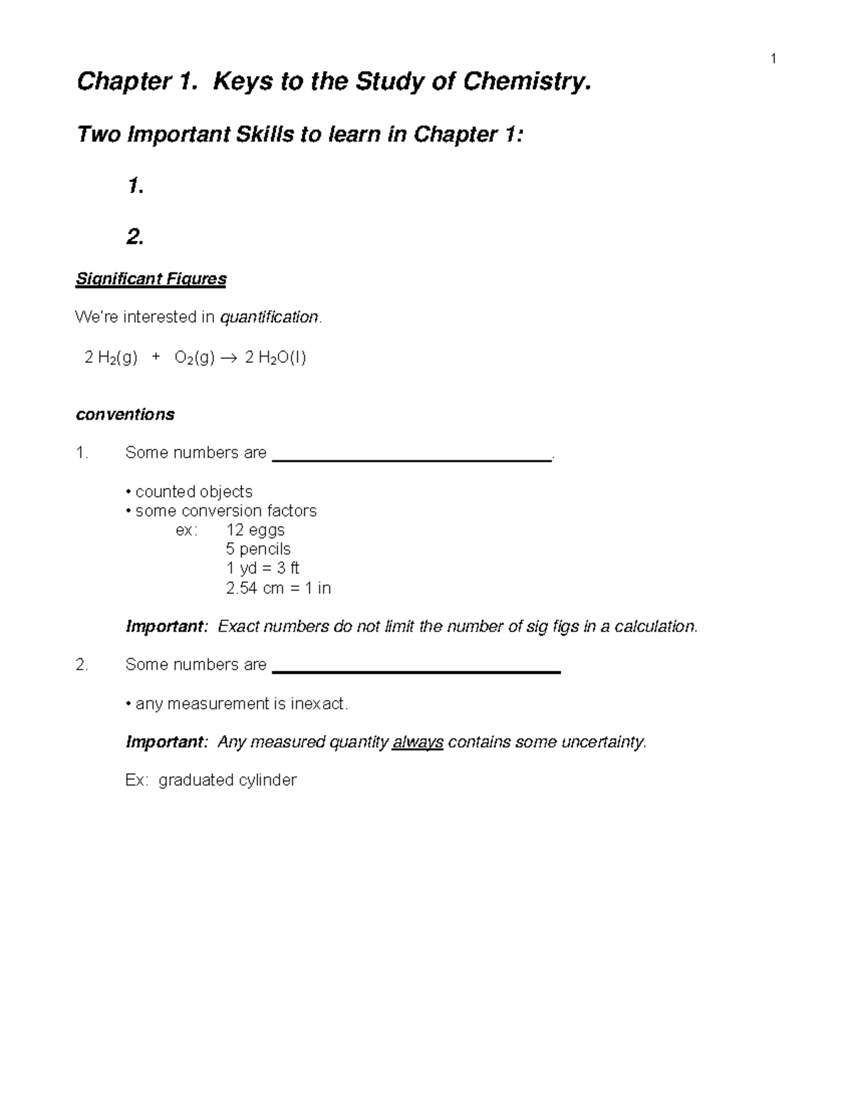 Ch01 - Lecture Notes 1-2 - 1 Chapter 1. Keys To The Study Of Chemistry ...