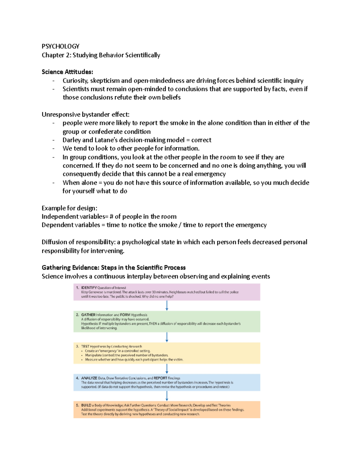 Psych Chapter 2 - Lecture Notes 2 - PSYCHOLOGY Chapter 2: Studying ...