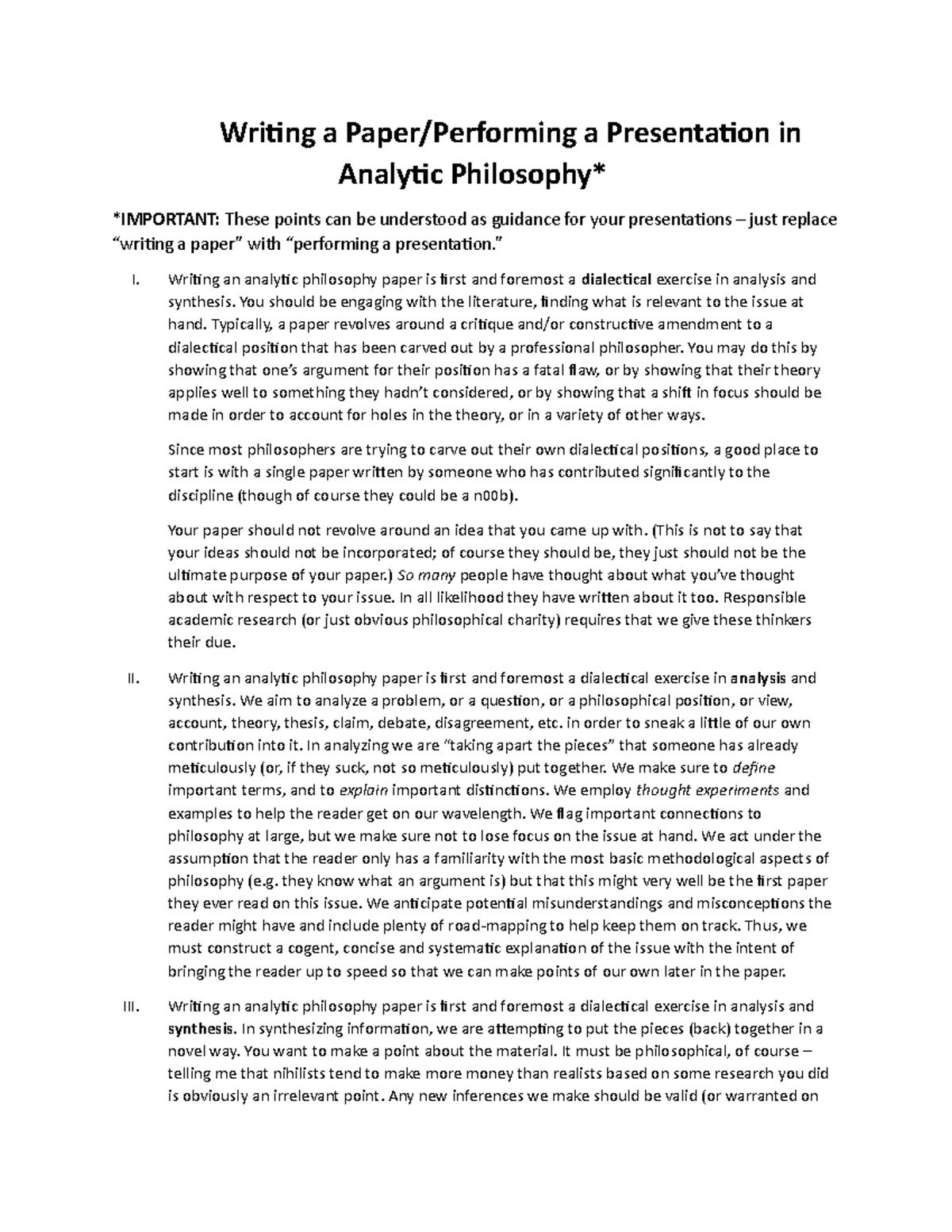 Phil 438 Presentation and Paper Prompt - Writing a Paper/Performing a ...
