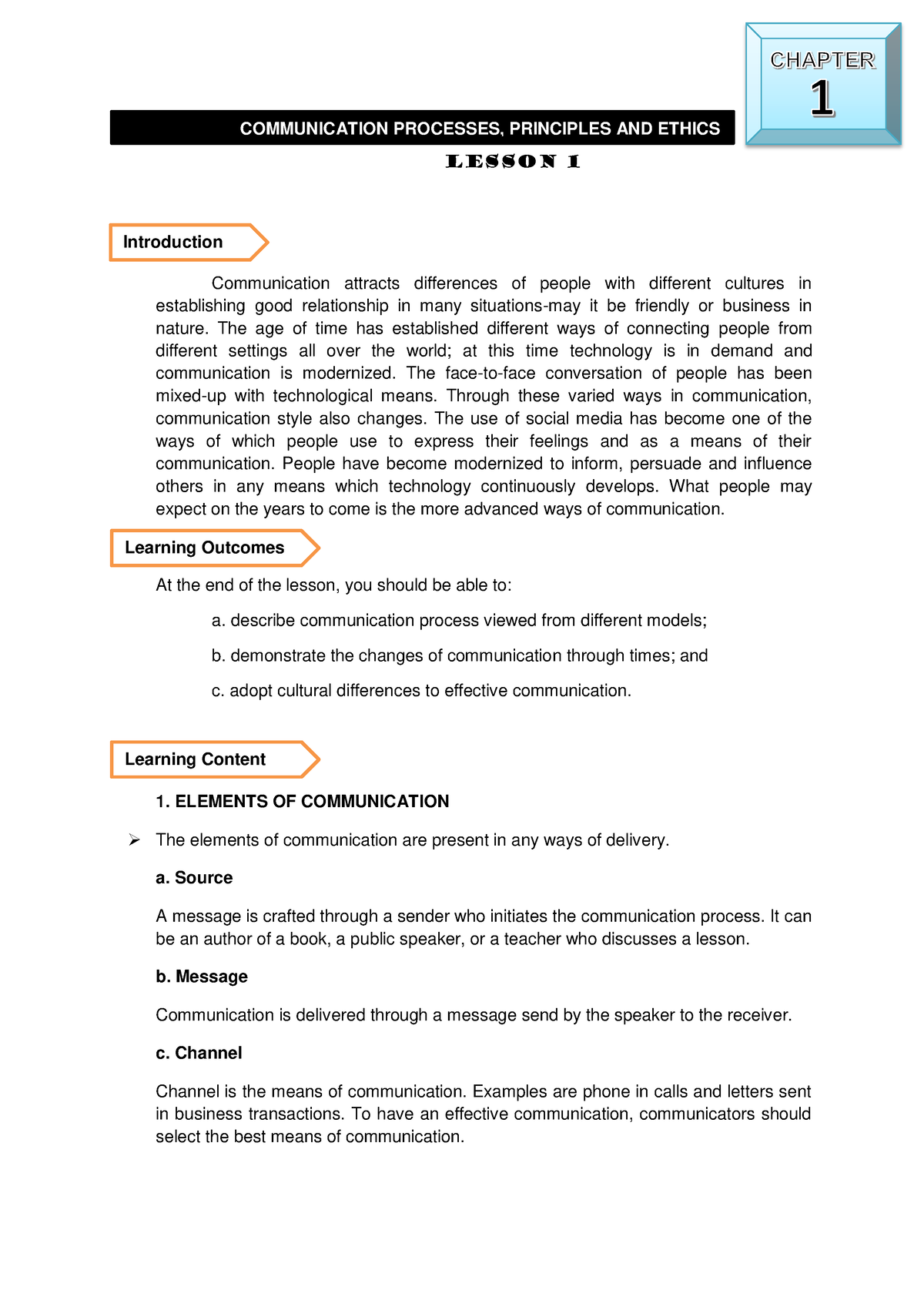 01 GEC4. Module 1 - Fundamentals Of Communication - COMMUNICATION ...