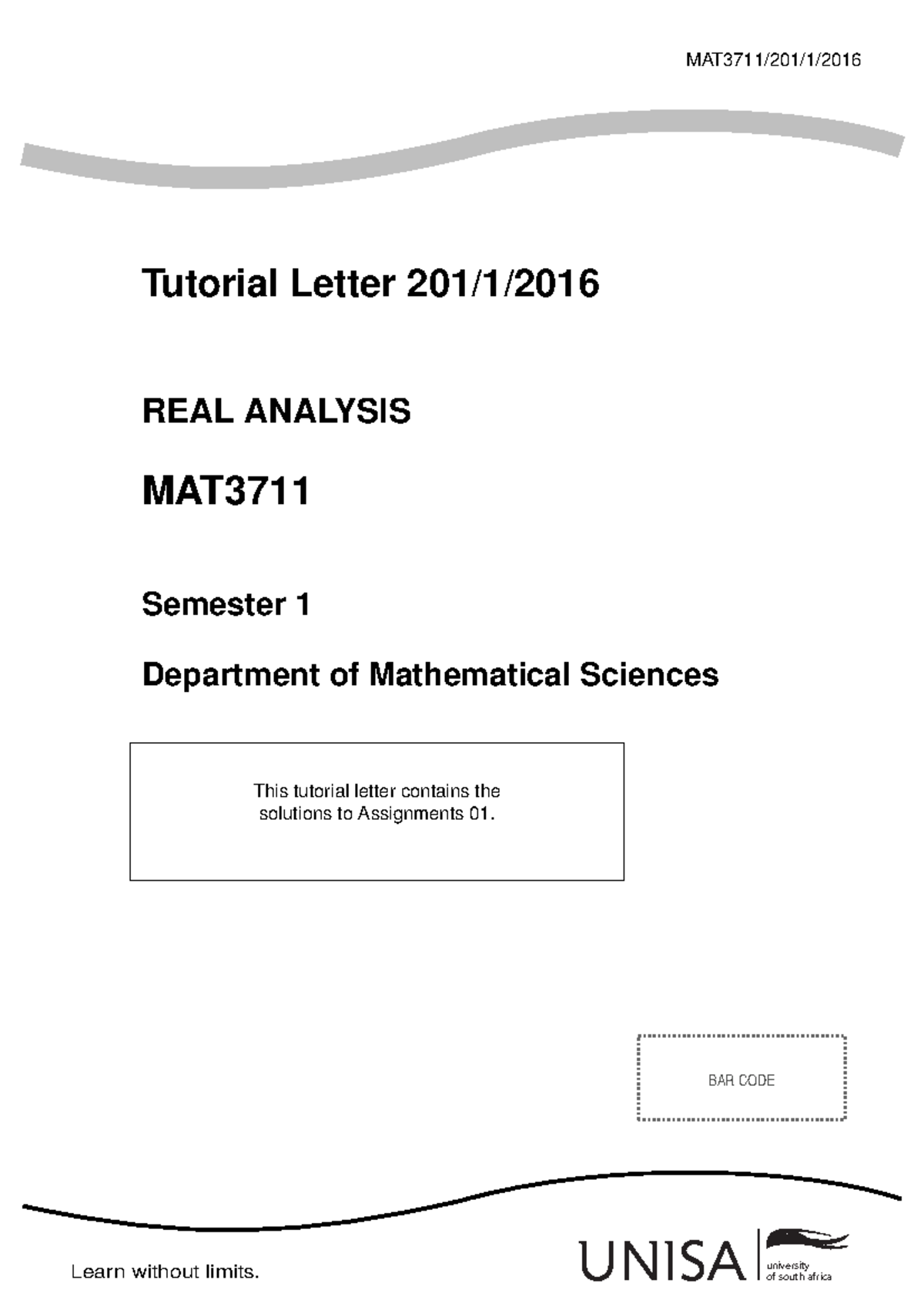 201 2016 1 b-1 - Excellent - BAR CODE Learn without limits ...