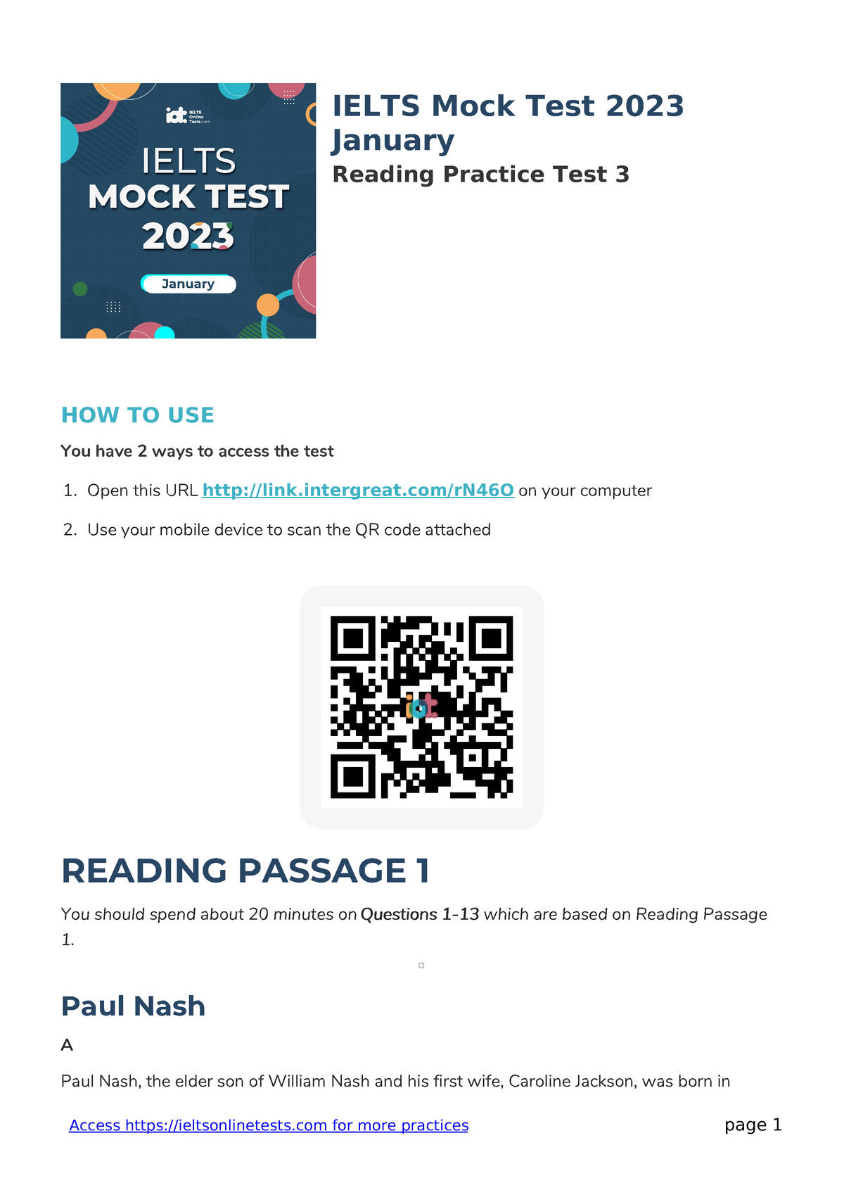 Reading 3 - dfgdfgdfgdfg - IELTS Mock Test 2023 January Reading Practice  Test 3 HOW TO USE You have - Studocu