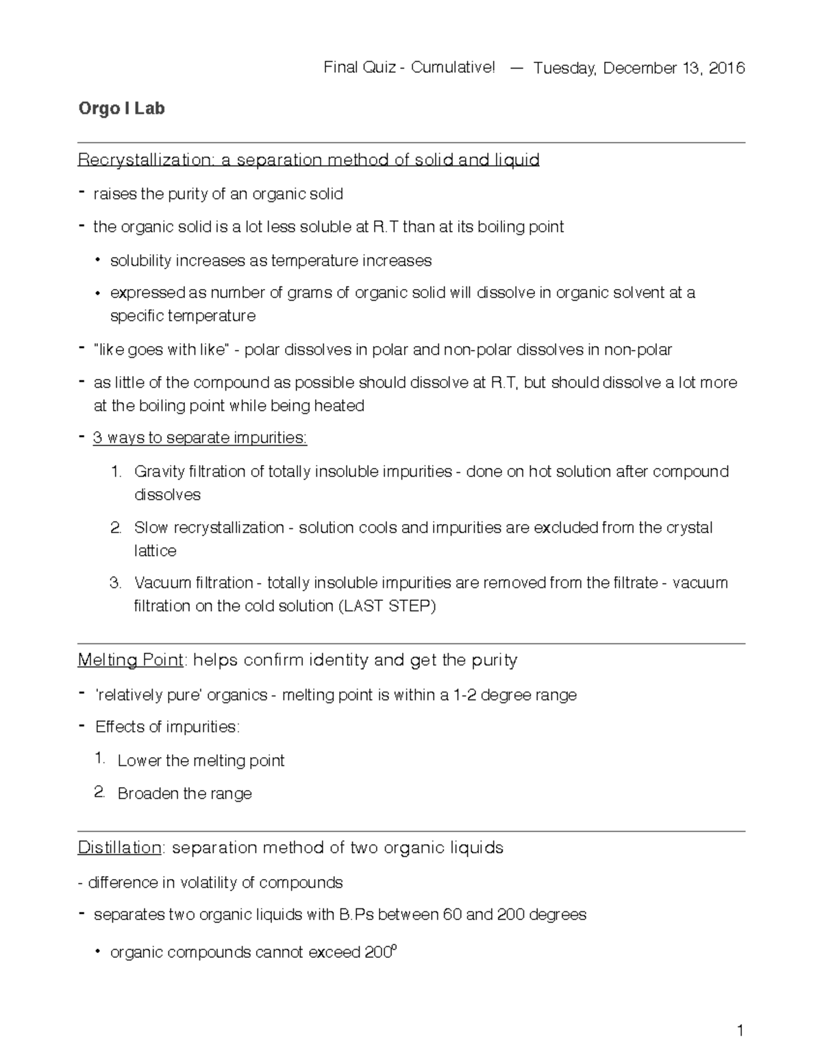 Final Lab Study Guide - Final Quiz Cumulative! Tuesday, December 13 ...