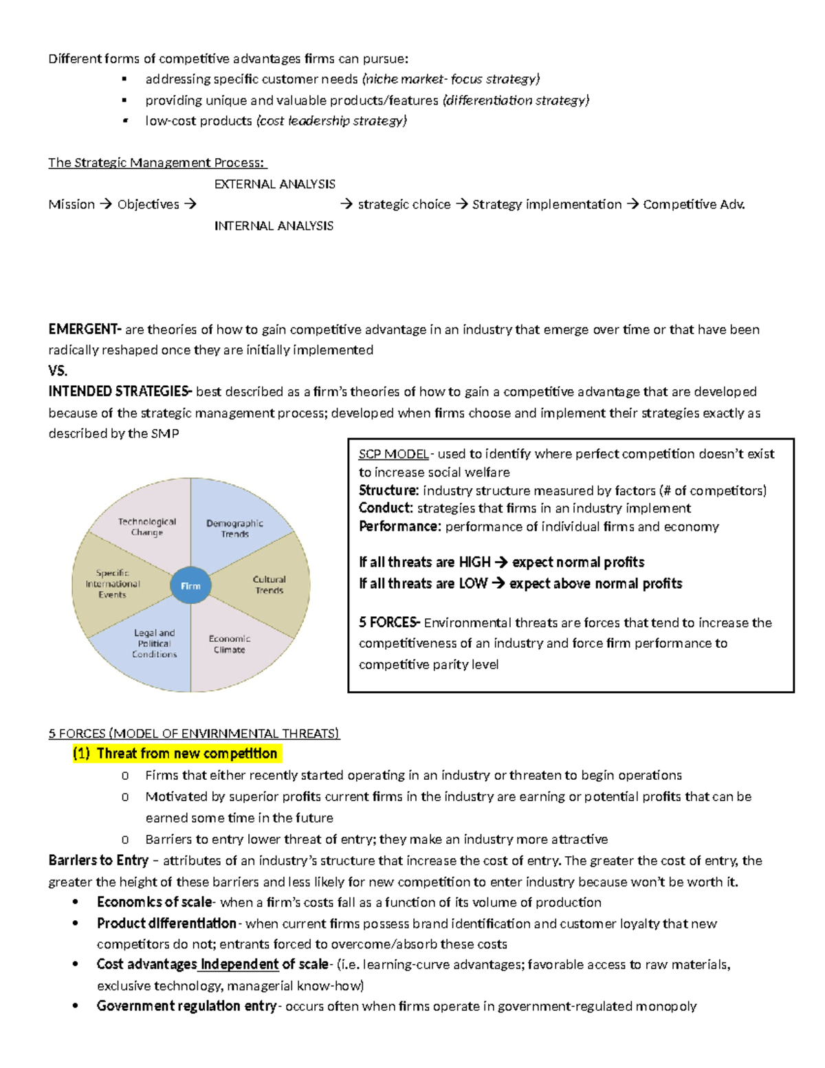 4900 Final EXAM Notes copy - Different forms of competitive advantages ...