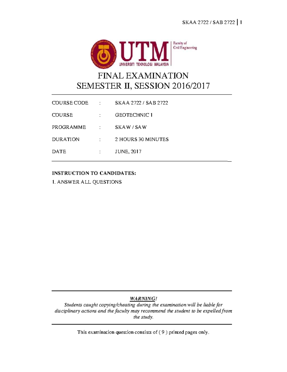 5 - past year q - FINAL EXAMINATION SEMESTER II, SESSION 2016/ COURSE ...
