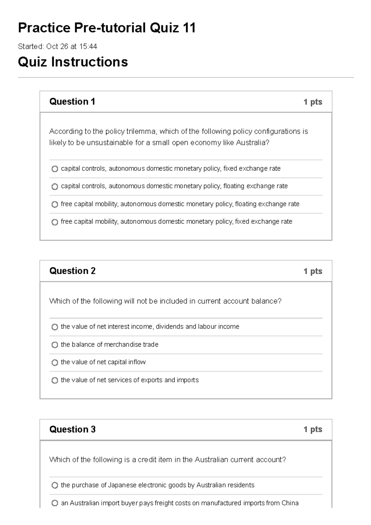 Pre-tutorial Quiz 11 questions 2021 sem2 - Practice Pre-tutorial Quiz ...