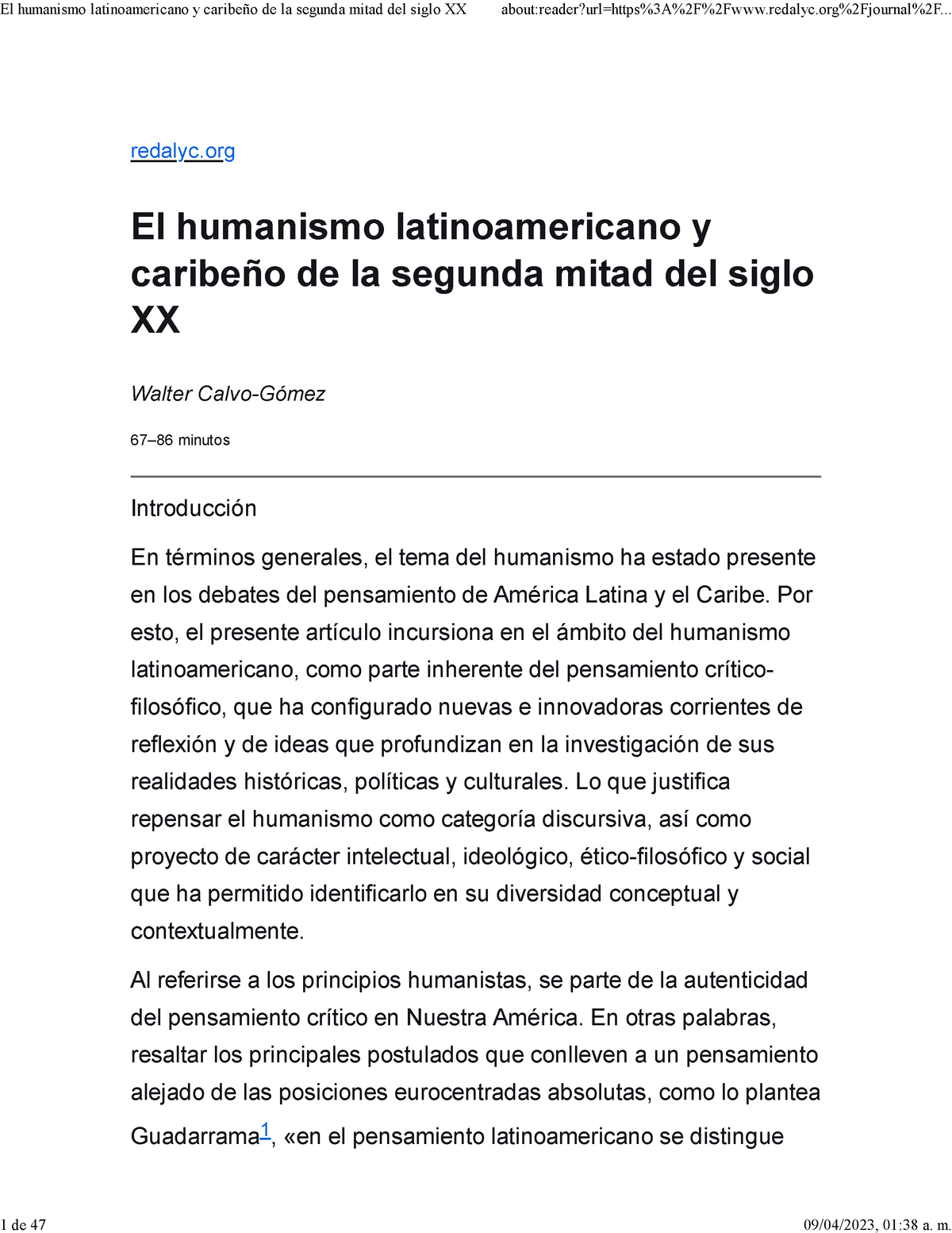 El Humanismo Latinoamericano Y Caribeño De La Segunda Mitad Del Siglo ...