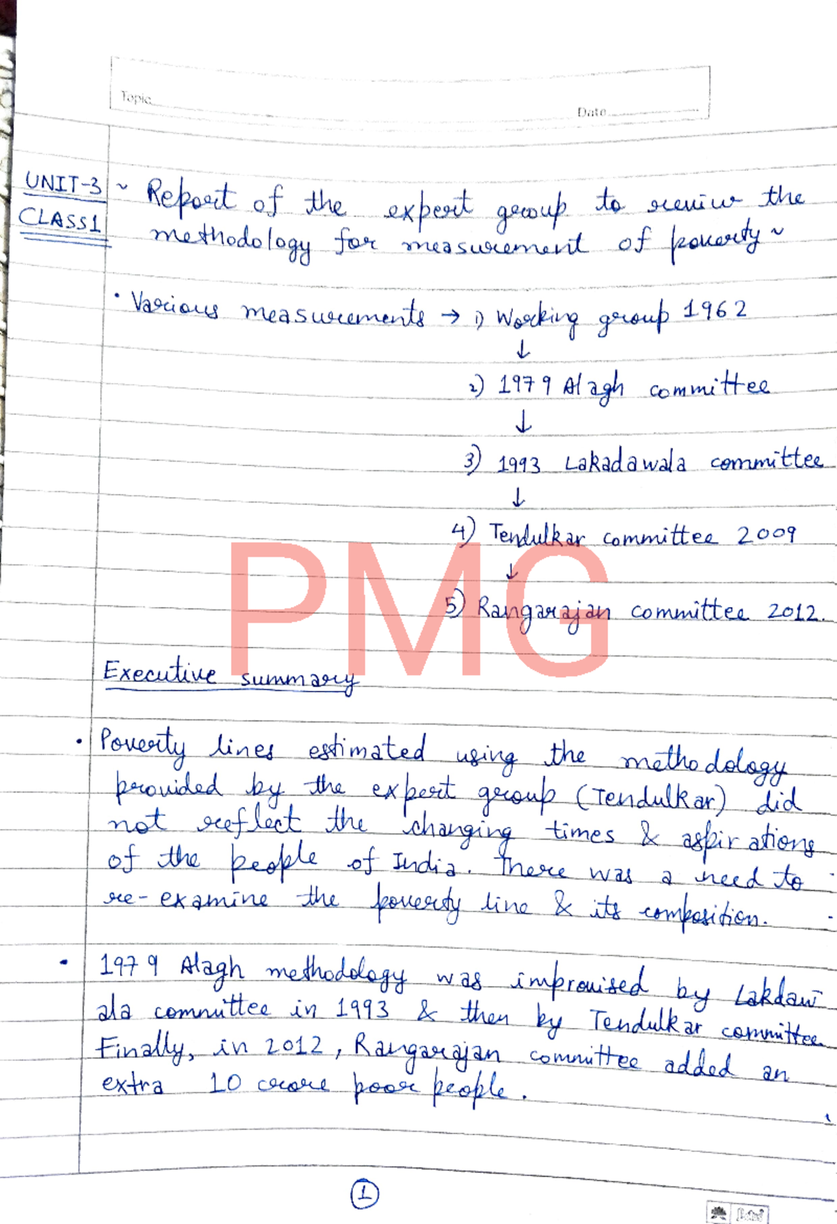 Class 13 - notes - PMG Date. UNIT- Repot of he CLASSL| xpet geeoup To ...