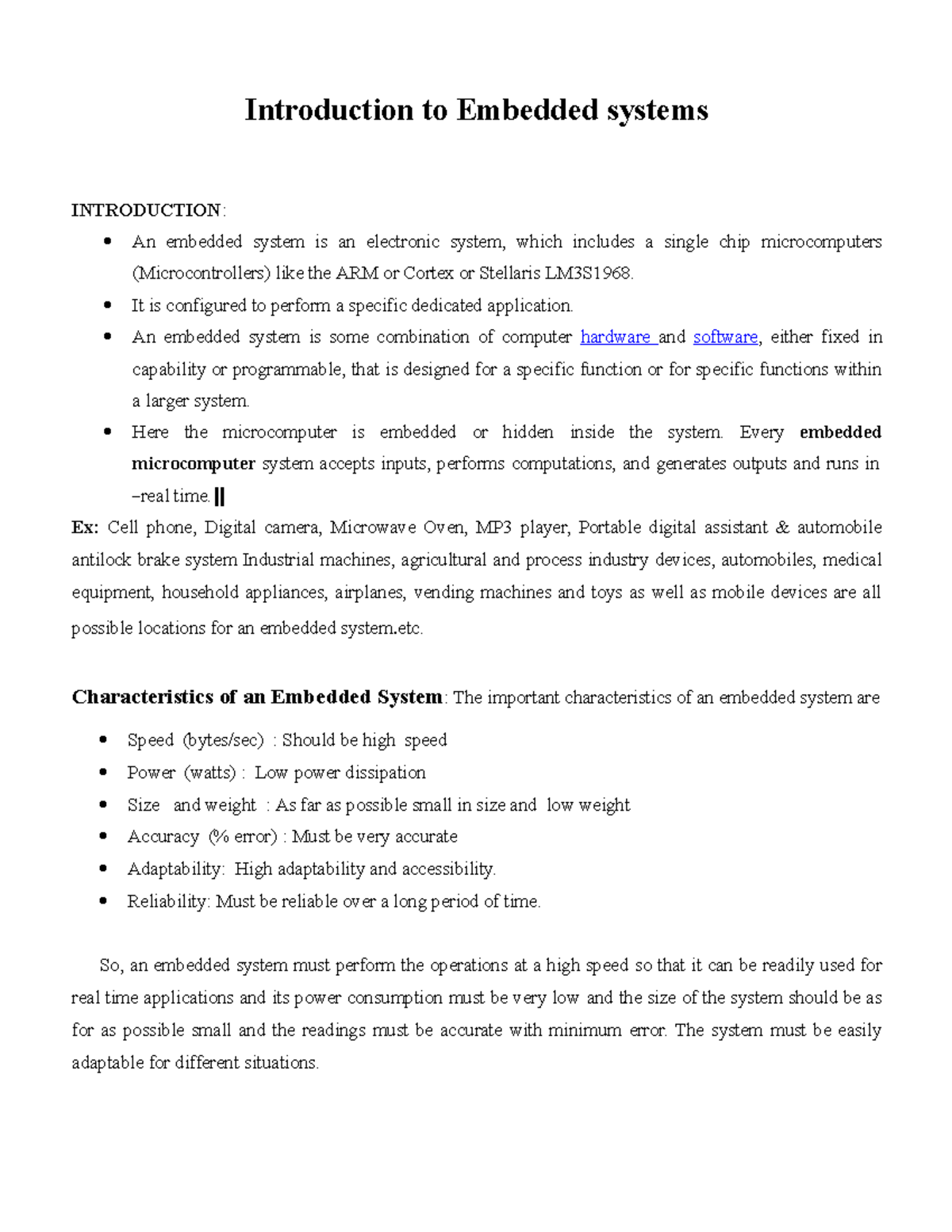 Introduction to Embedded Systems - Physics - AMU - Studocu