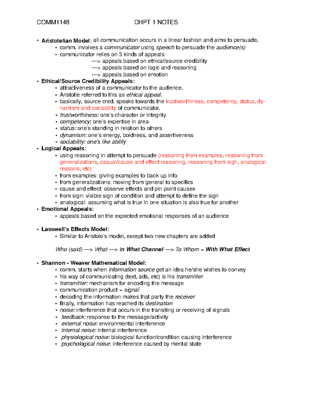 summary-chapter-1-comm1148-chpt-1-notes-aristotelian-model-all