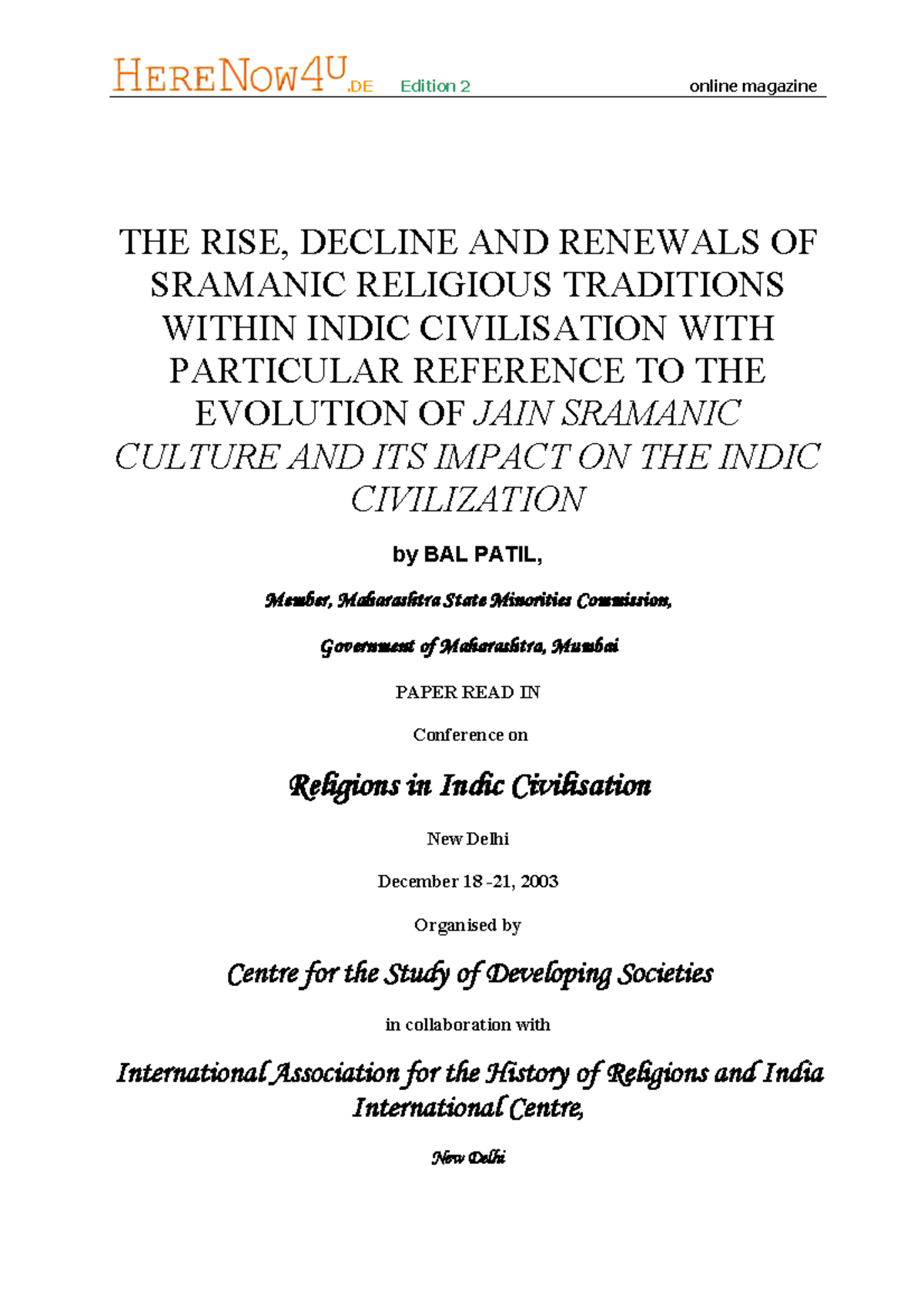 Evolution of Sramanic Jain Culture - THE RISE, DECLINE AND RENEWALS OF ...