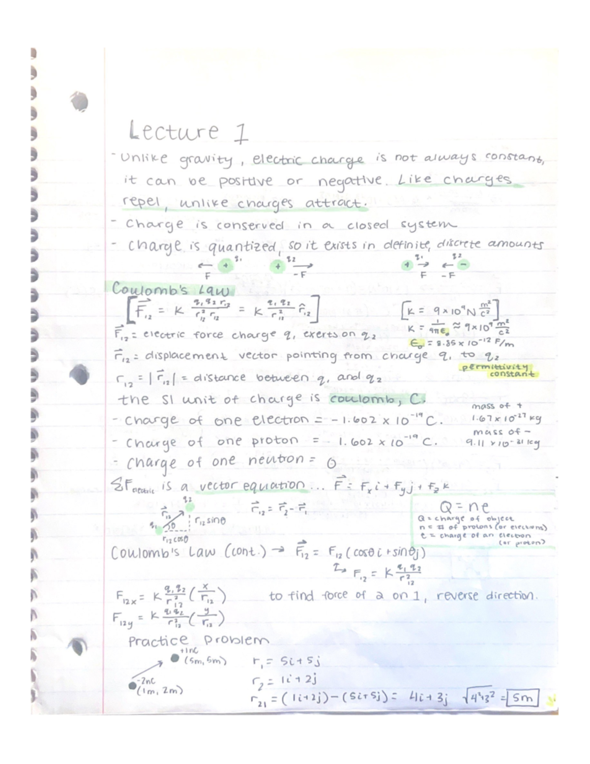 Lecture 1: Electric Charge - PHYS 1200 - Studocu