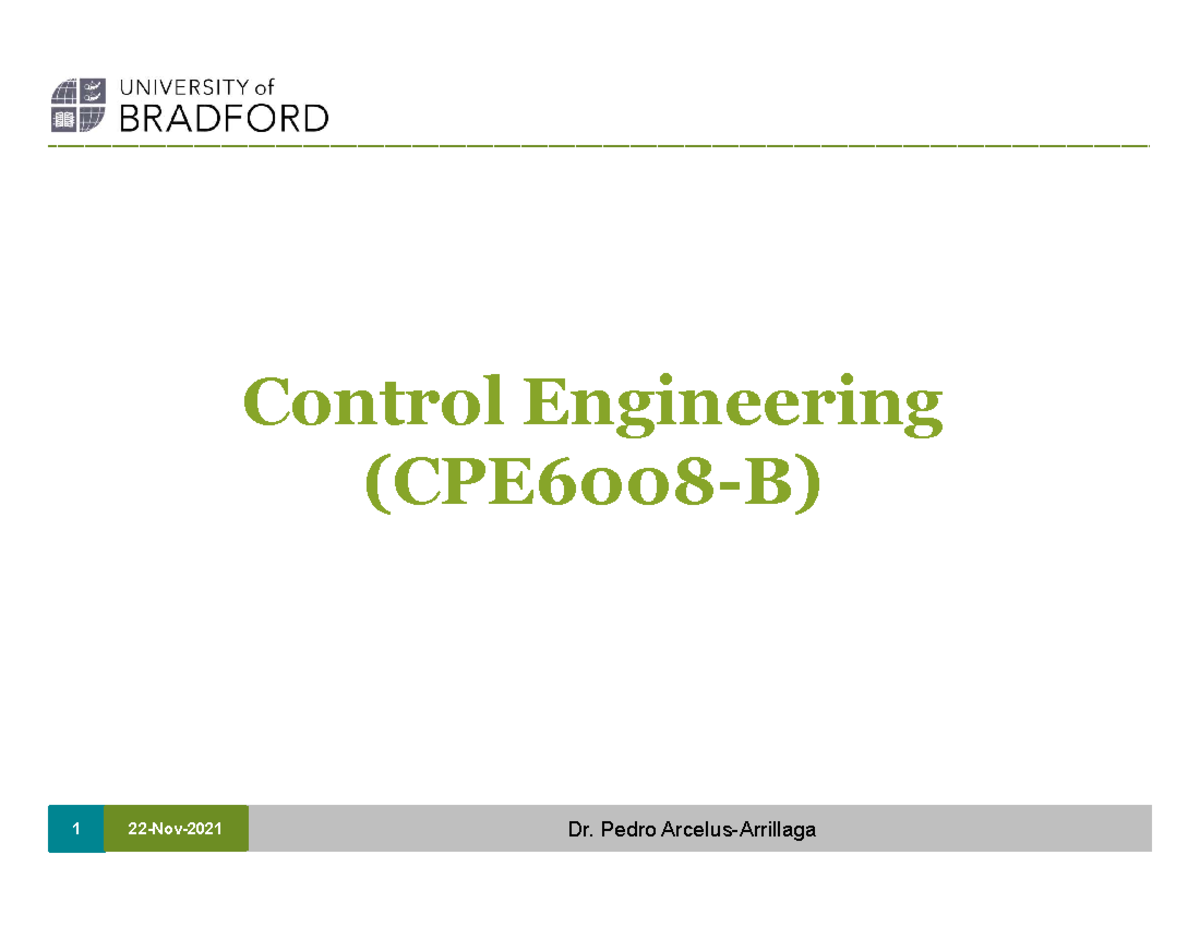 Cpe6008-b+week+8+routh+hurwitz+criterion - 1 22-Nov- Control ...