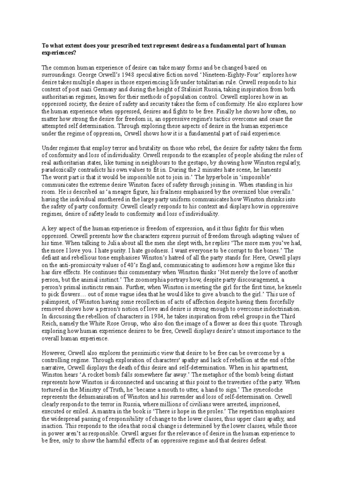 1984 review and HSC prep To what extent does your prescribed text