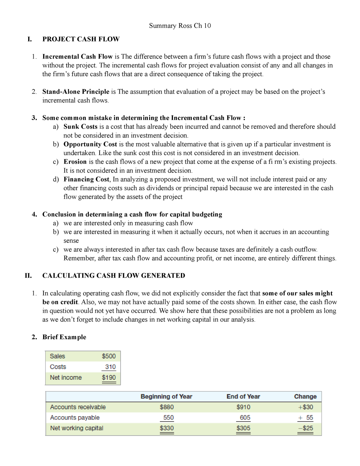 summary-ross-ch-10-project-cash-flow-incremental-cash-flow-is-the