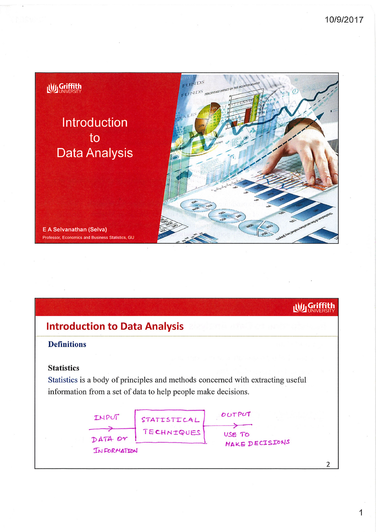 Week 1a Intro To Data Analysis - 1305AFE - Studocu