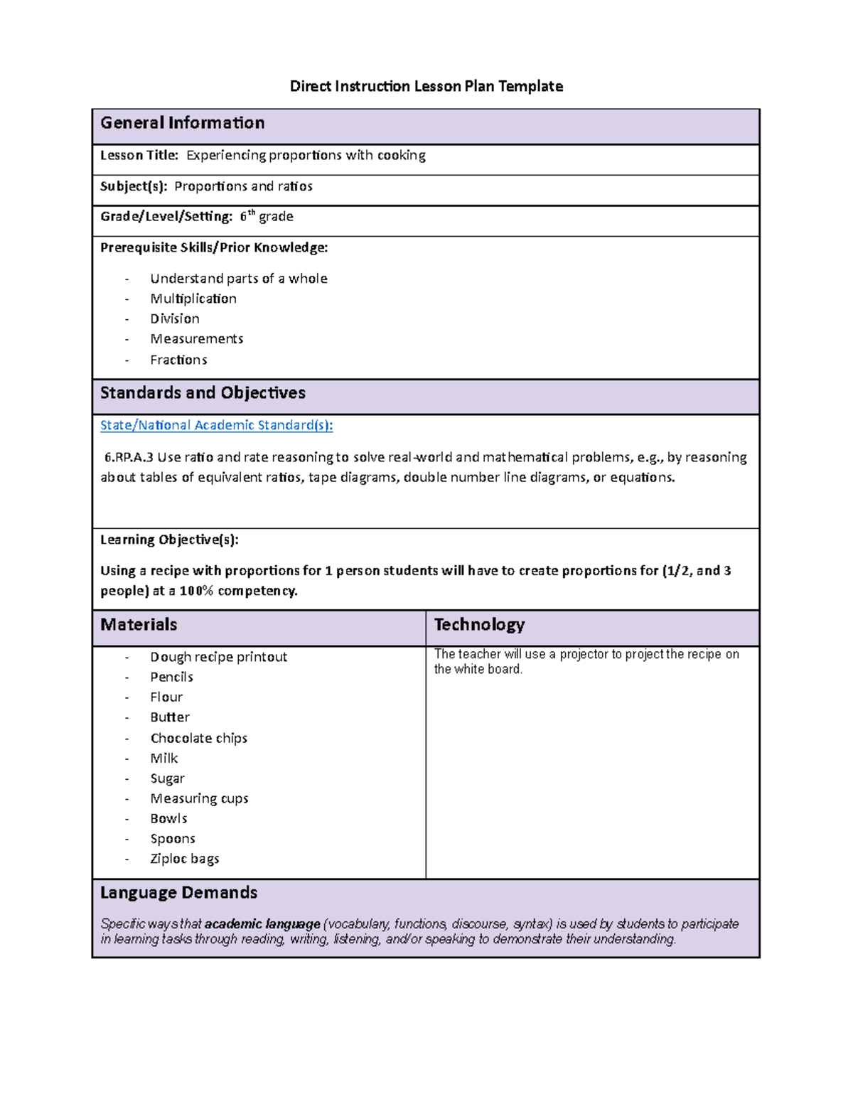 AUA2 Task 2 Lesson plan - Direct Instruction Lesson Plan Template ...