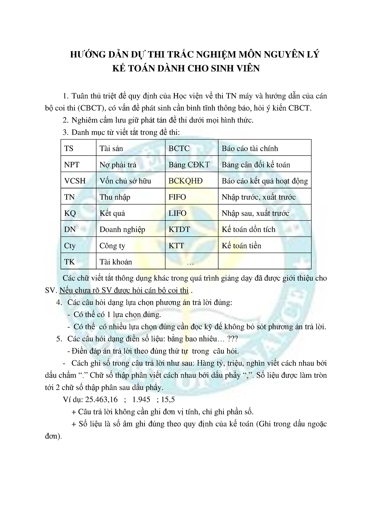 Hướng Dẫn SV Dự Thi Trắc Nghiệm Môn NLKT - HƯỚNG DẪN DỰ THI TRẮC NGHIỆM ...