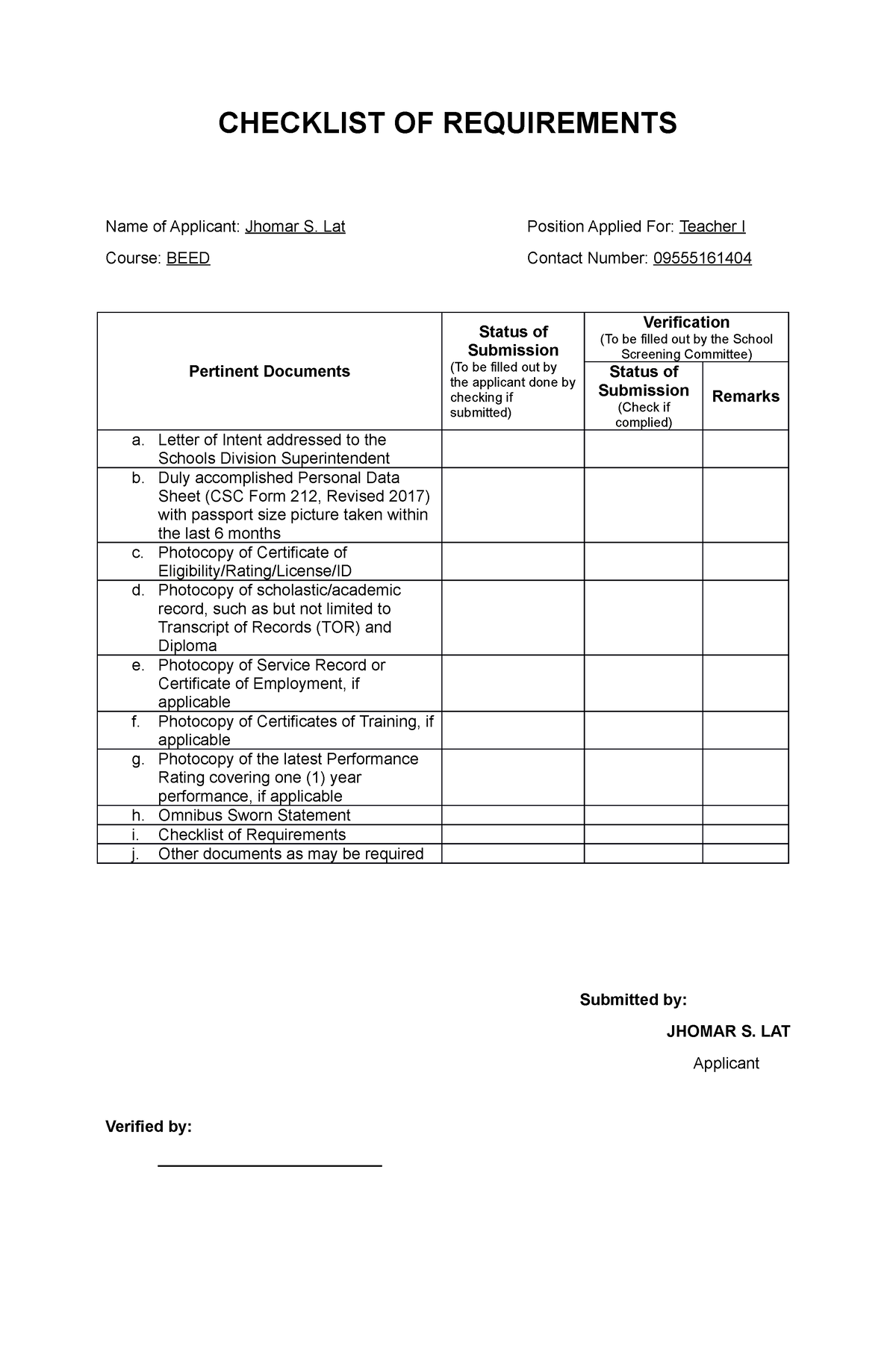 checklist-of-requirements-checklist-of-requirements-name-of-applicant