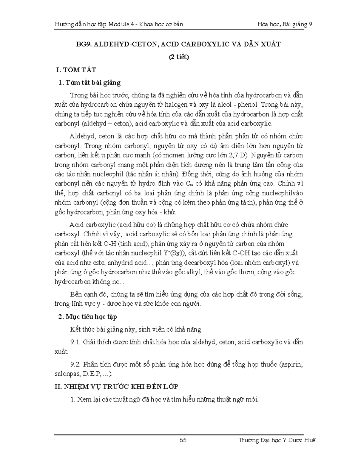 Andehit xeton axit carboxylic và dẫn xuất - BG9. ALDEHYD-CETON, ACID ...