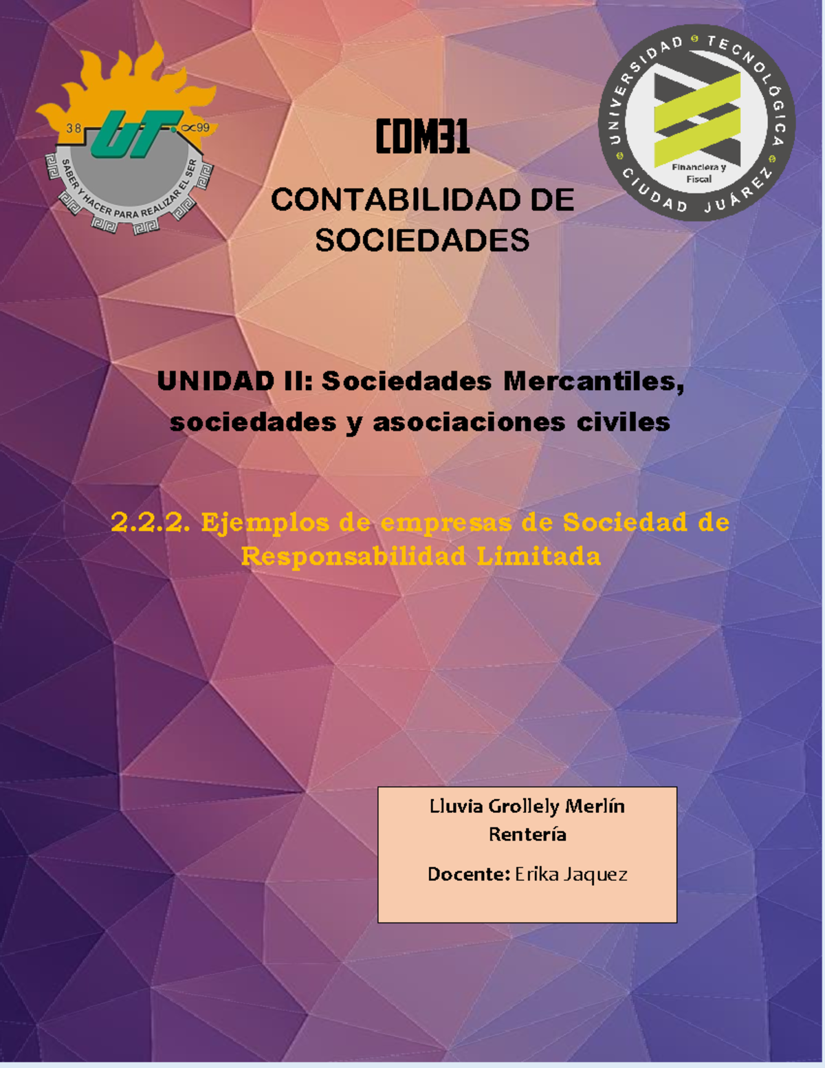 Ejemplos de empresas de S.de R.L de C contabilidad de sociedades
