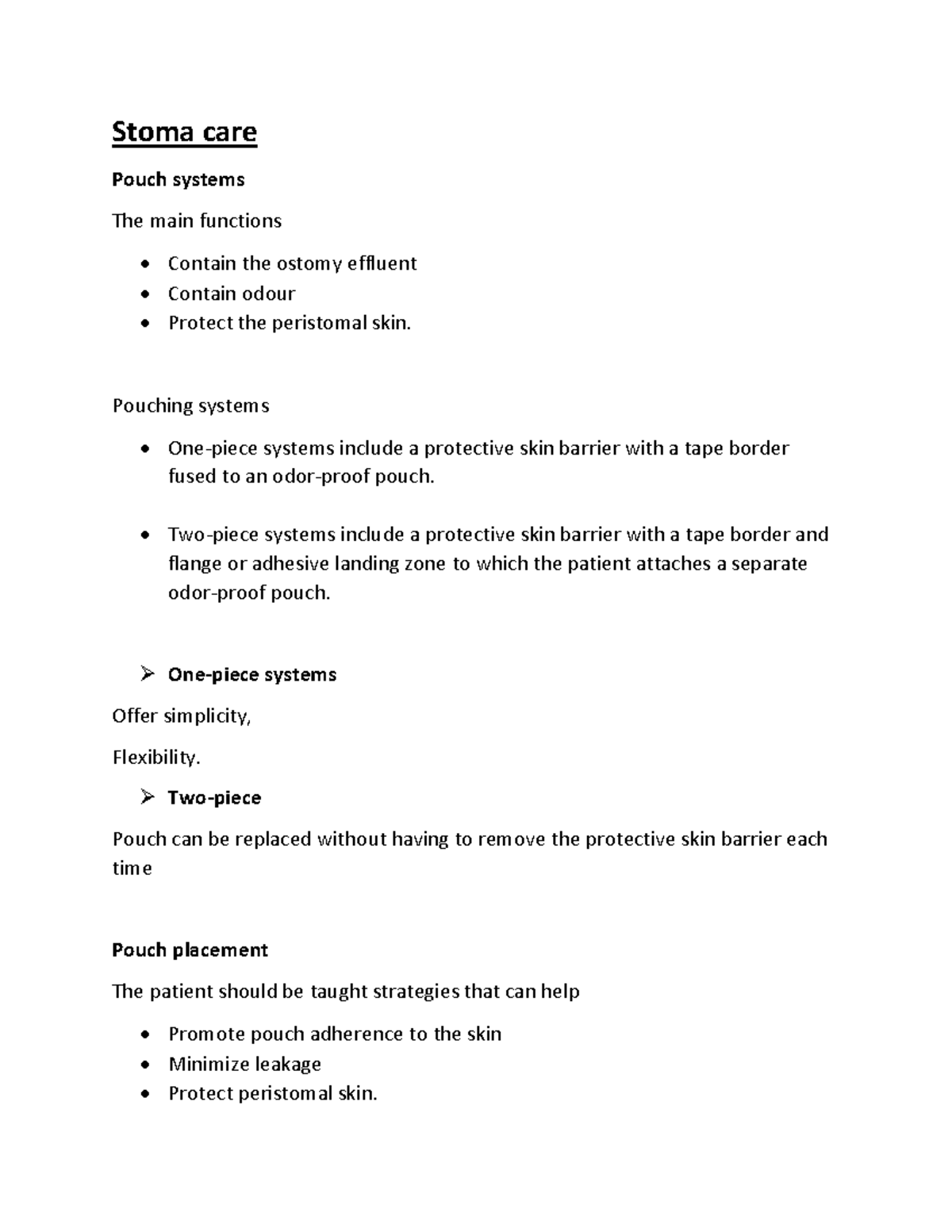 Stoma care These are lecture notes Stoma care Pouch systems The