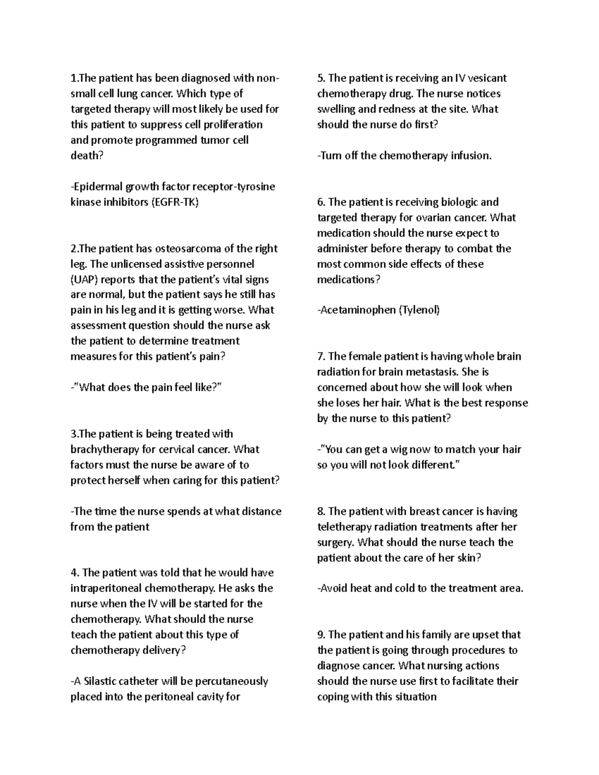 Medical Surgery 8 - Notes - 1 Patient Has Been Diagnosed With Non 