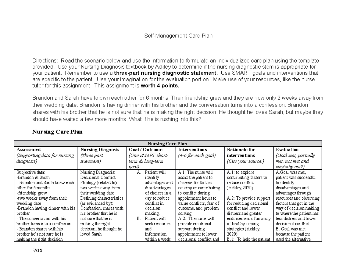 b-self-menagement-care-plan-2021-hsc-189-kirkwood-studocu