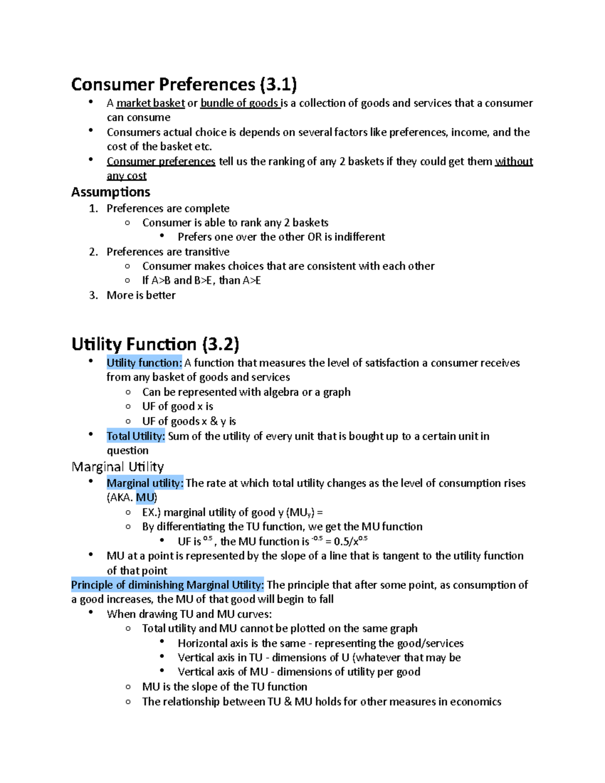 Chapter 3 - consumer preference and the concept of Utility - textbook ...