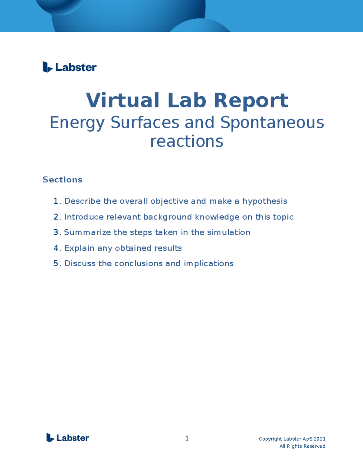 Energy Surfaces Lab MT Virtual Lab Report Energy Surfaces and