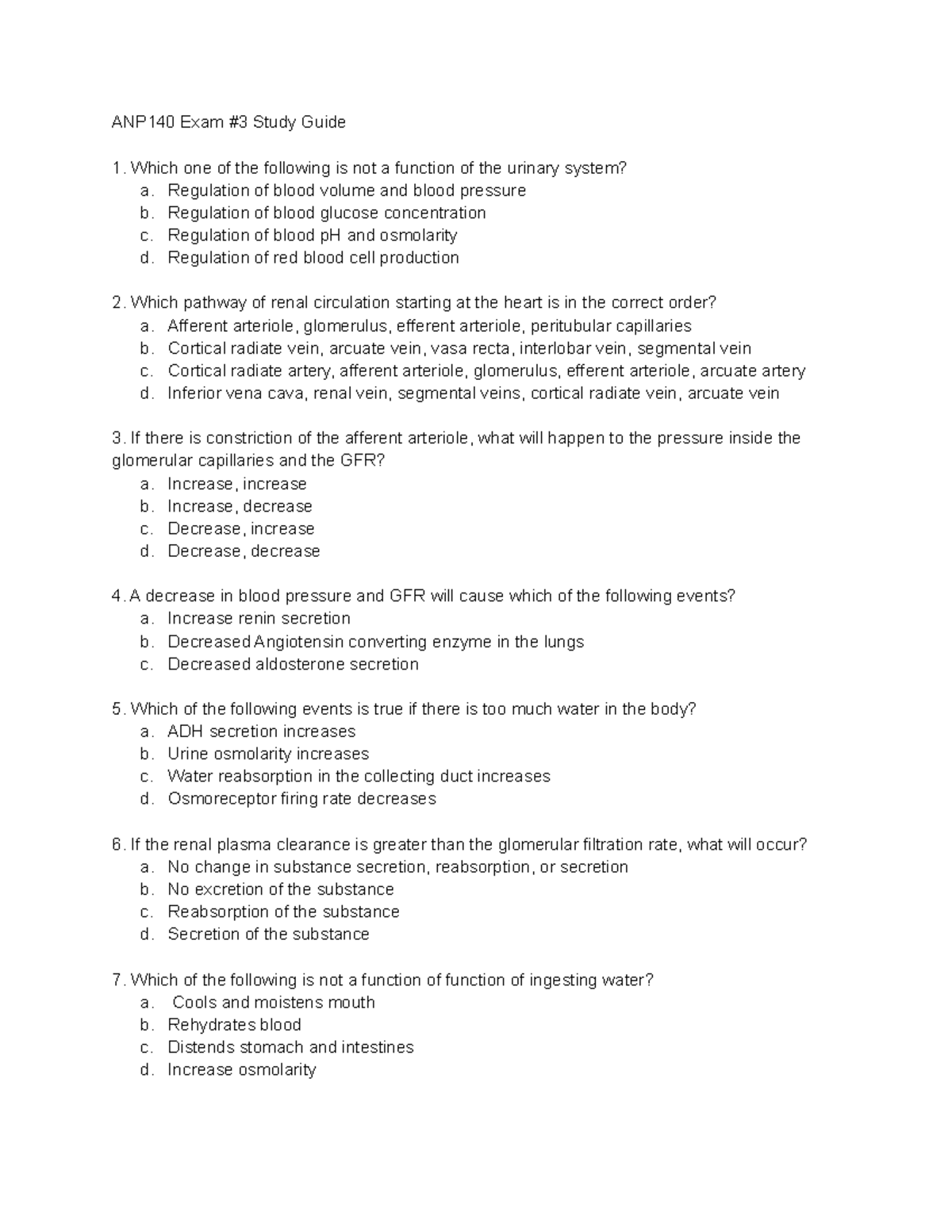 ANP140 Exam study guide - ANP140 Exam #3 Study Guide Which one of the ...