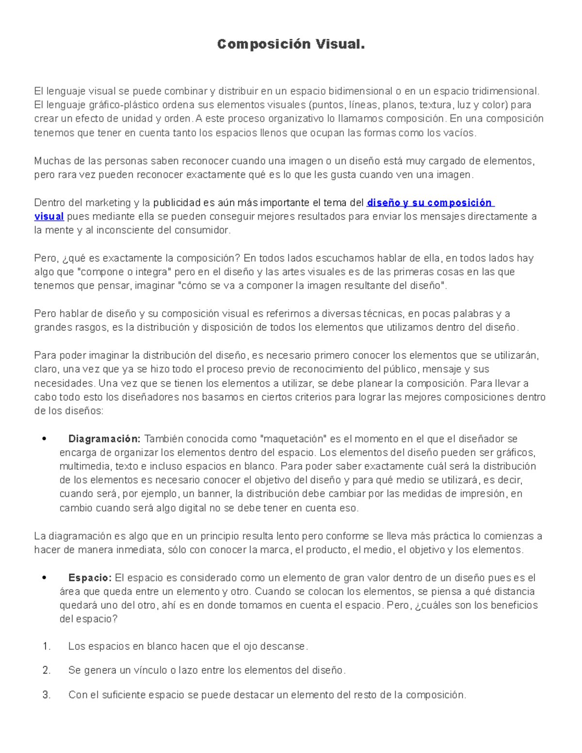 Composición Visual El lenguaje visual se puede combinar y distribuir
