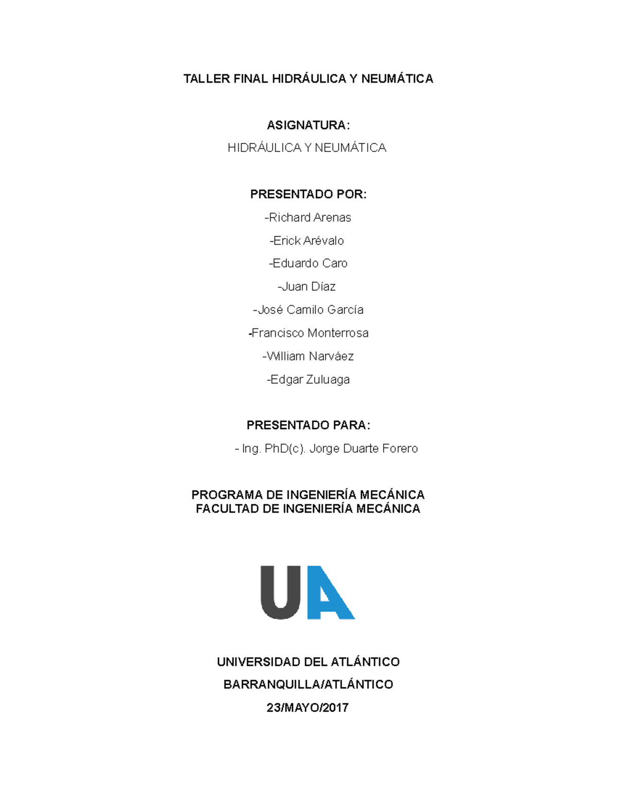 Taller Final - Trabajo Fina De Hidraulica - TALLER FINAL HIDRÁULICA Y ...