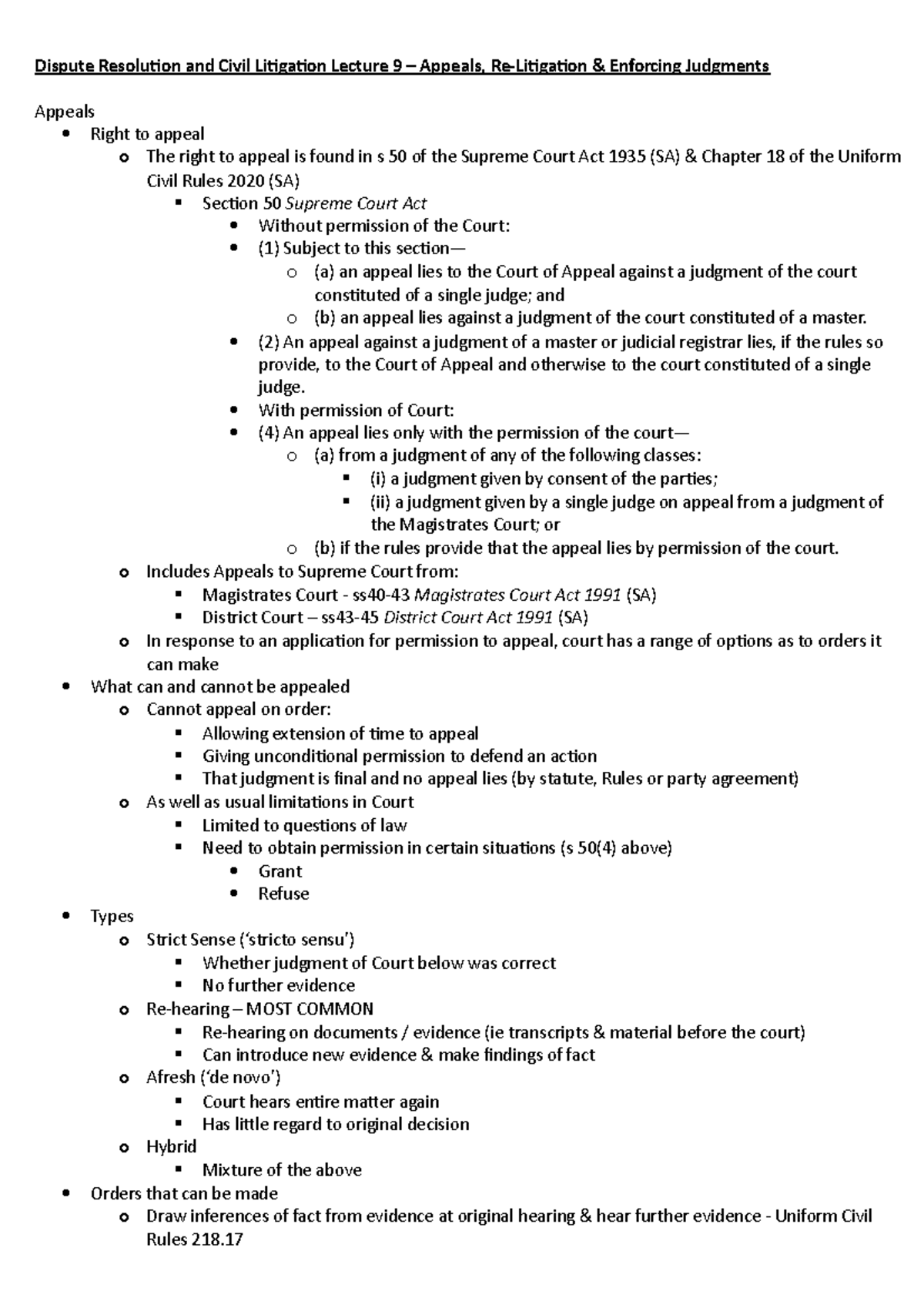Topic 9 Notes - Dispute Resolution and Civil Litigation - Dispute ...