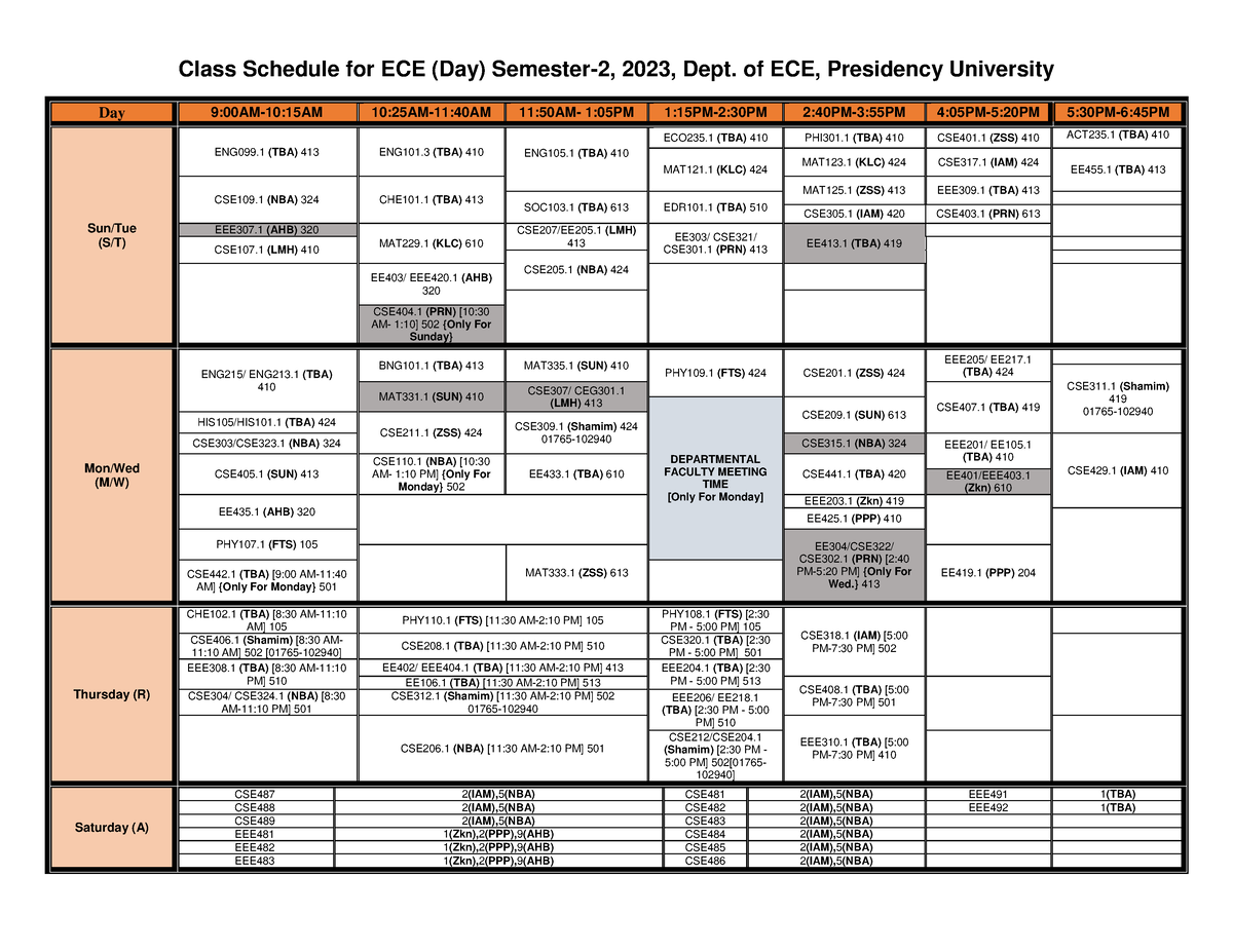 room assignment ece october 2023 schedule