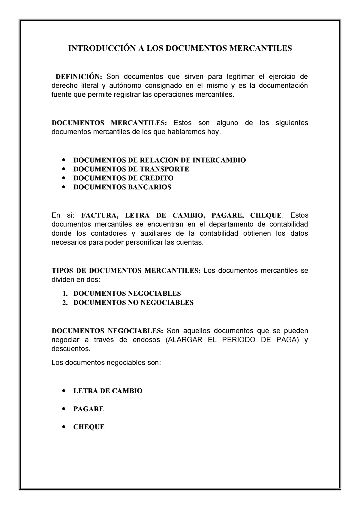 Introducción A Los Documentos Mercantiles IntroducciÓn A Los Documentos Mercantiles DefiniciÓn 4296