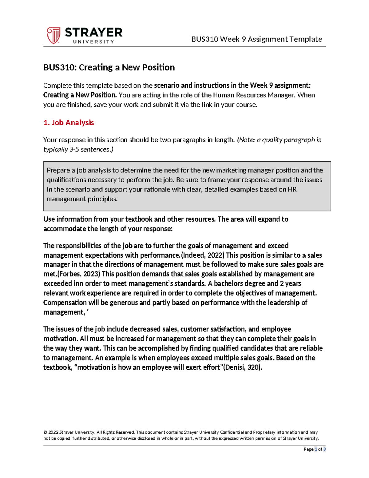 Cf BUS310 Week 9 Assignment - BUS310: Creating a New Position Complete ...