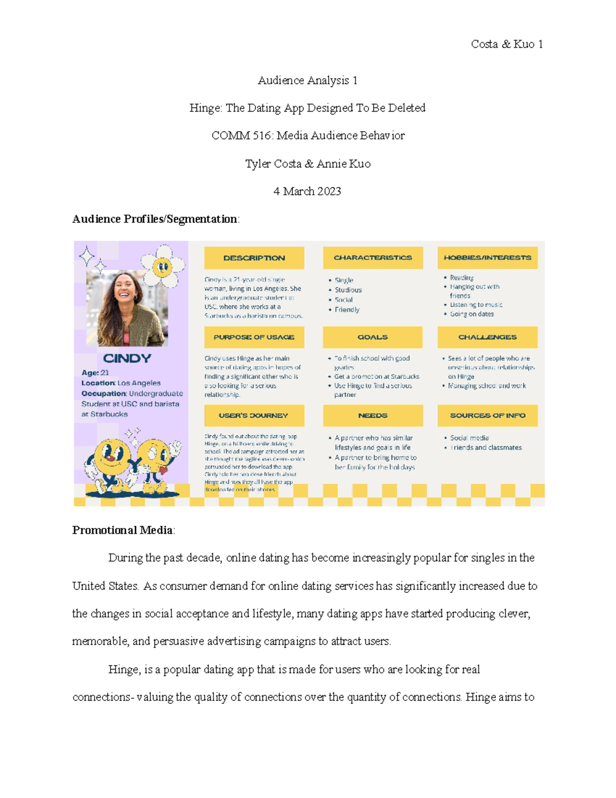 COMM 516 Audience Analysis - Audience Analysis 1 Hinge: The Dating App ...