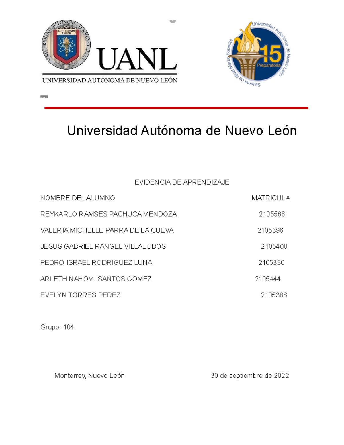 Equipo 3 EV Etapa 2 - Universidad Autónoma de Nuevo León EVIDENCIA DE ...