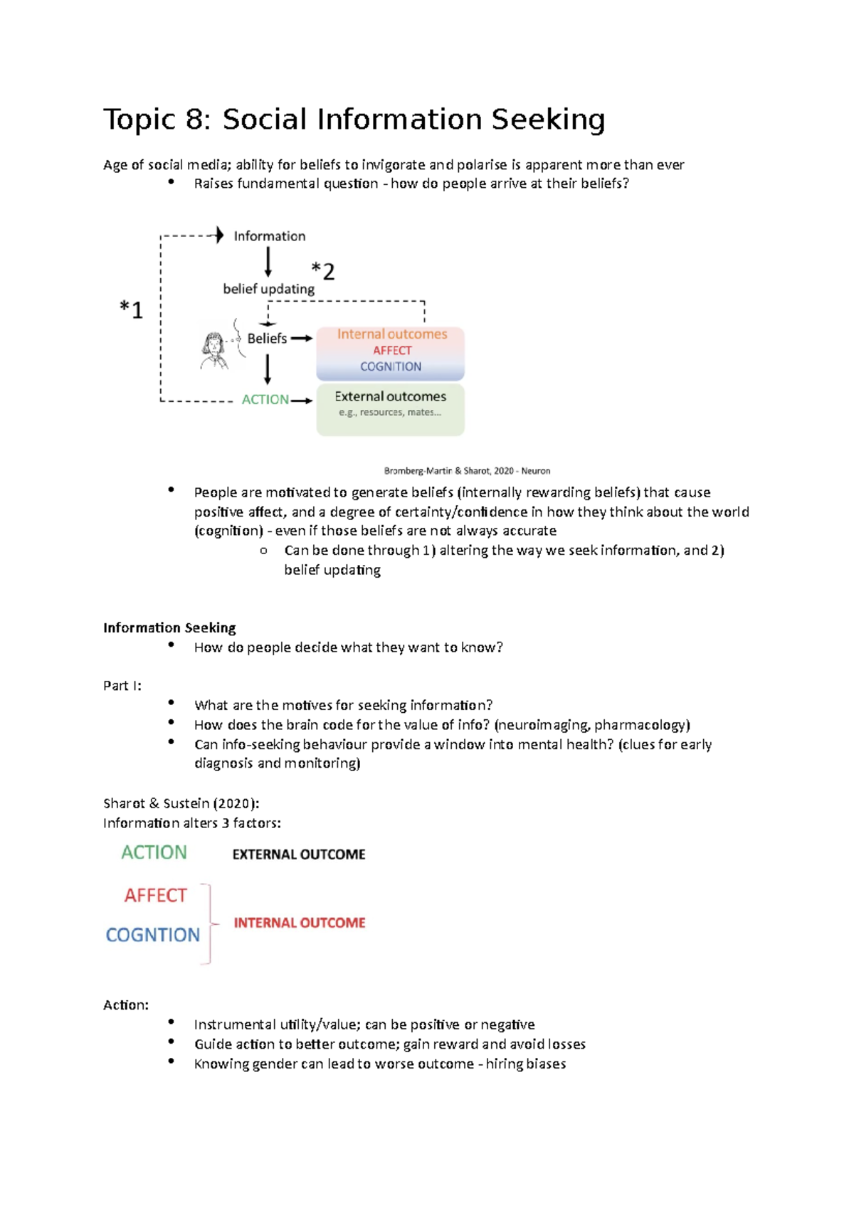 Lecture 8 - Social Psychology Notes - Topic 8: Social Information ...